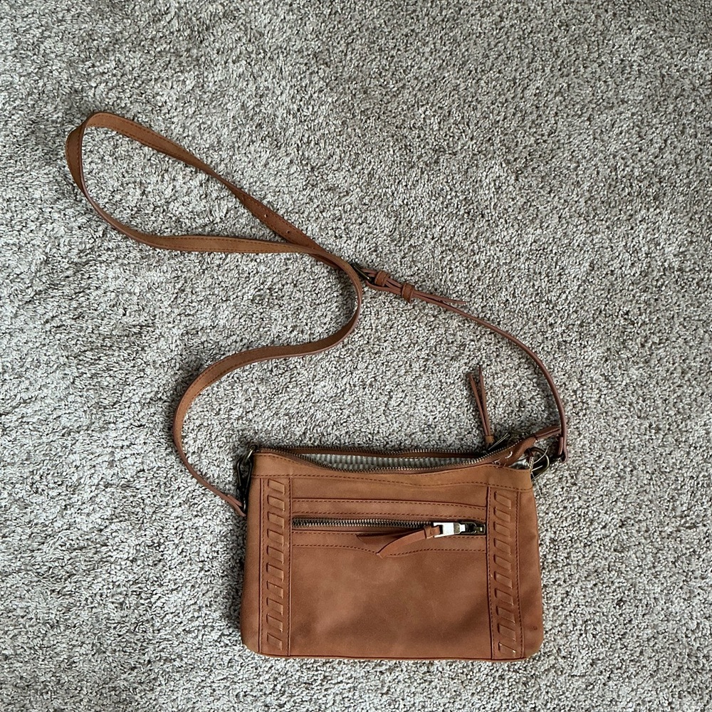 Maurices Brown Tan Crossbody Bag with Front Zip Pocket